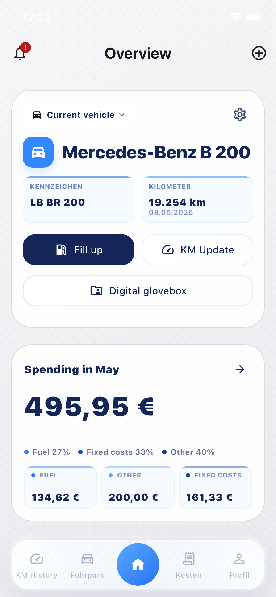 Screenshot der Carvuro App